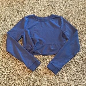 Dance & Marvel Cropped Blue Long Sleeved Shirt Size Small in Like New Condition